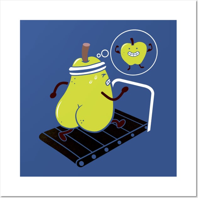 Pear On Treadmill, getting in shape, Workout Wall Art by Alema Art